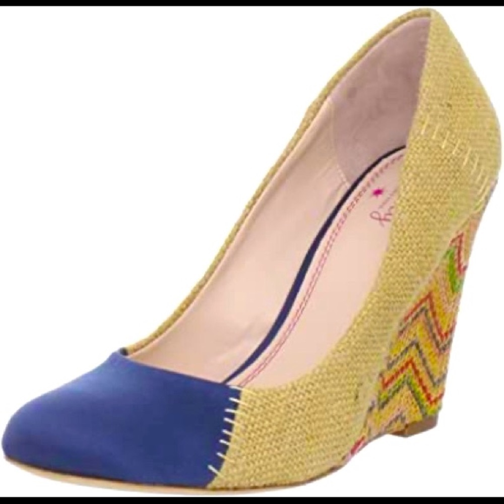 Anthropologie Plenty by Tracy Reese Nikita wedge heel pumps in deep ocean